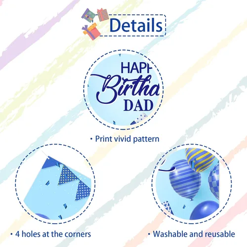 Miniatura 3 de Cartel de fondo de feliz cumpleaños para papá, fondo de fiesta de cumpleaños de padre y hombre, decoración de fondo de fotografía de cumpleaños