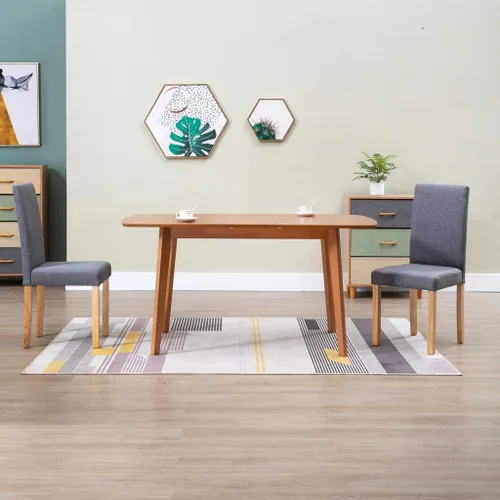 Miniatura 23 de Dining Chair Set of 6 Black Fabric Upholstered with Solid Rubber Wood Frame Modern Ergonomic Design for Dining Room Kitchen and Living Room