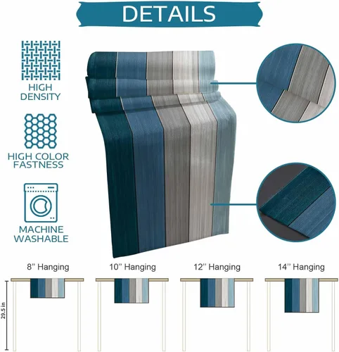 Miniatura 7 de Ocean Hues Farmhouse - Camino de mesa de lino y algodón, estilo retro, con textura de madera de granero rústica, degradado, azul, gris, Azul