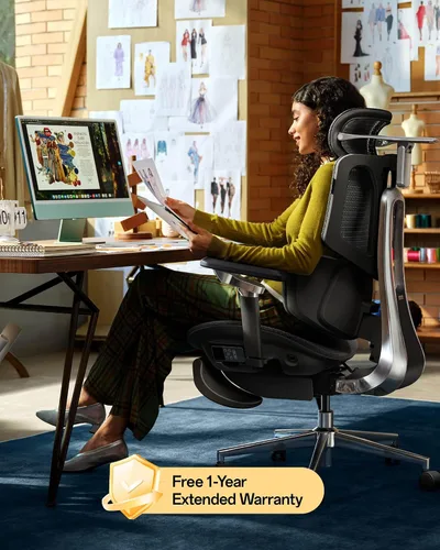 Miniatura 2 de Hbada X7 Silla ergonómica inteligente, silla de oficina ergonómica, seguimiento lumbar totalmente automatizado, reposacabezas ajustable 4D