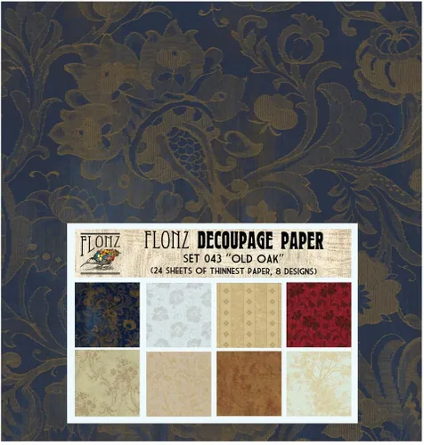 Miniatura 18 de Paquete de papel para decoupage (24 hojas 15x15 cm) Patrones florales monocromáticos FLONZ papel vintage para decoupage, manualidades y álbumes