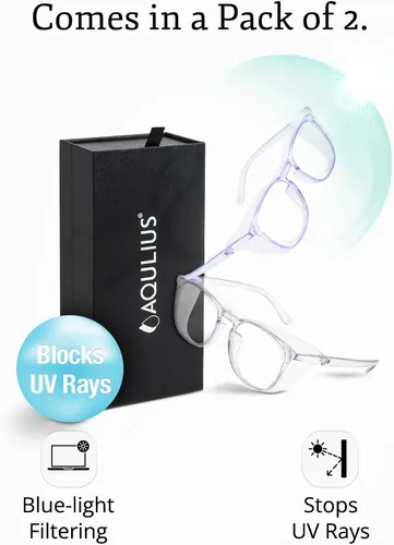 Miniatura 2 de Aqulius 2 Pack Stylish Safety Glasses Goggles, Scratch Resistant, Safety Glasses for Women, Blue Light, Glasses for Nurses Azul/Claro