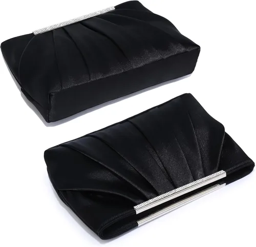 Miniatura 2 de Dasein - Bolsos de mano elegantes con pliegues para mujer, bolsos formales de noche con diamantes de imitación para bodas, fiestas, graduaciones