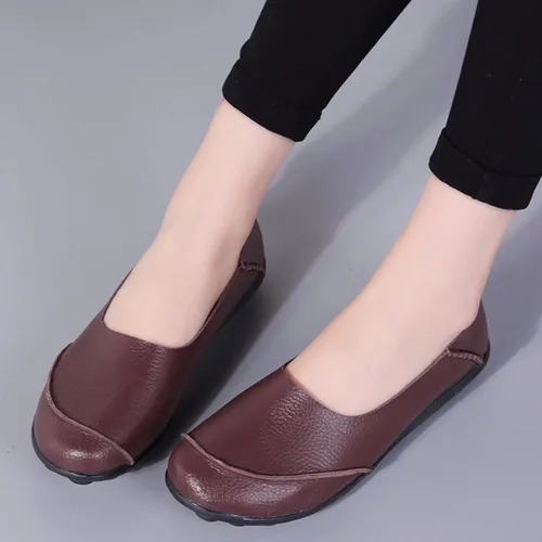 Miniatura 4 de Women's Cowhide Leather Loafers Flats Moccasins Slip-On