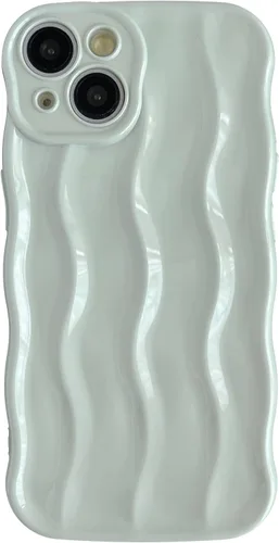 Miniatura 10 de Caseative Funda para iPhone 14, patrón de ondulación de agua, marco de onda rizada, funda suave para teléfono (verde)
