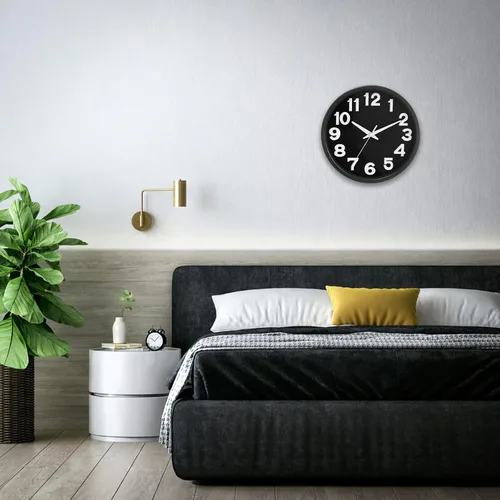 Miniatura 7 de Caysie Reloj de pared silencioso de números 3D de 12 pulgadas, moderno reloj redondo de cuarzo a pilas, decorativo para cocina, dormitorio, sala