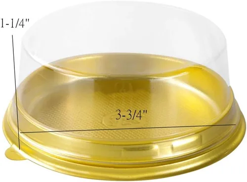 Miniatura 2 de Hewnda Paquete de 50 moldes dorados para tartas, diámetro de 3.75 pulgadas x altura de 1.25 pulgadas, mini caja de plástico transparente