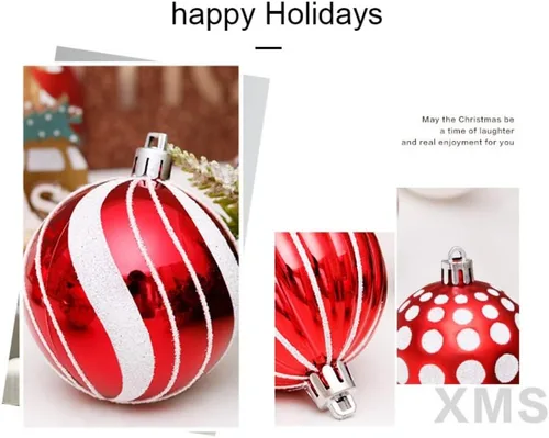 Miniatura 5 de Juego de 30 adornos de bolas de Navidad, bolas de adornos de Navidad inastillables, decoración de árbol de Navidad, bolas de árbol de Navidad rojas