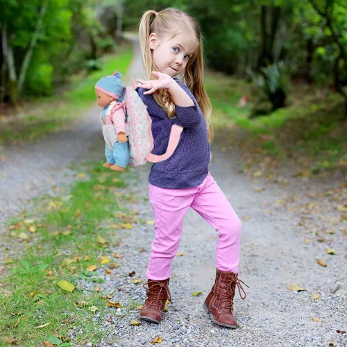 Miniatura 5 de Muñeca de bebé suave de 13 pulgadas con mochila transportadora rosa para llevar, bolsillo para maletín para accesorios y ropa