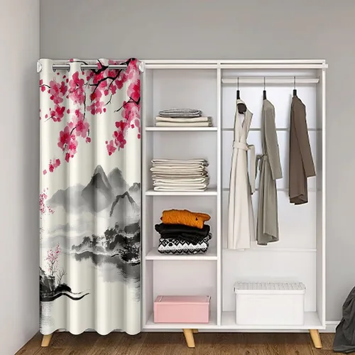 Miniatura 2 de Cortina de puerta de estilo japonés para privacidad de puerta, tratamiento de ventana japonés Ukiyoe para decoración del hogar, sala de estar, flor