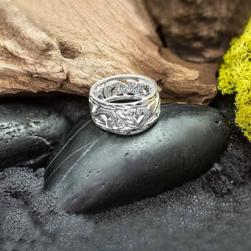 Miniatura 3 de Honolulu Jewelry Company Anillo de plata de ley hawaiana abierta