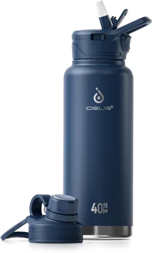 Miniatura 36 de IDEUS Botella de agua aislada de 12 onzas, botella de agua aislada de acero inoxidable para la escuela, botellas aisladas con pajitas a prueba