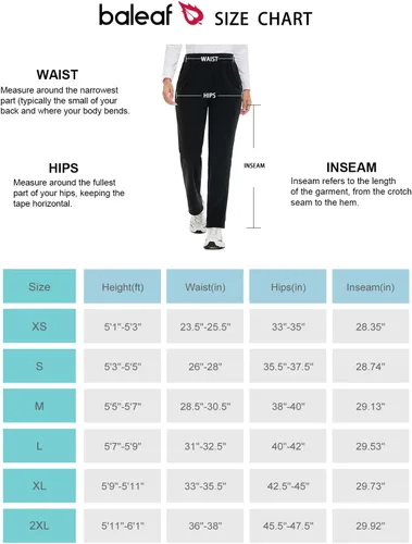 Miniatura 6 de BALEAF Pantalones de forro polar para mujer, térmicos, para invierno, ligeros, con cintura elástica, con bolsillo