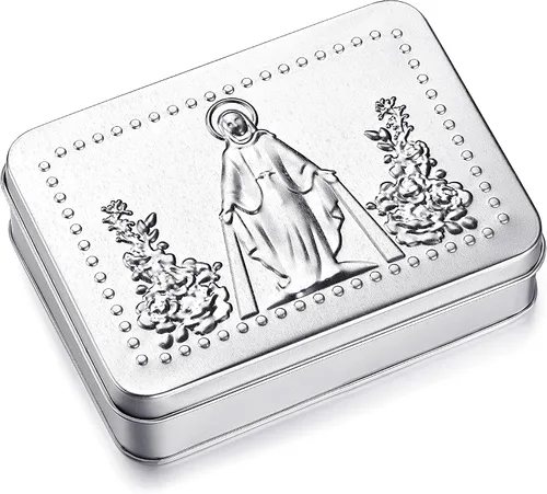 Miniatura 7 de Tarjetas sagradas católicas de oración con caja de metal, regalos católicos, tarjetas sagradas surtidas con santos católicos y oraciones, 144