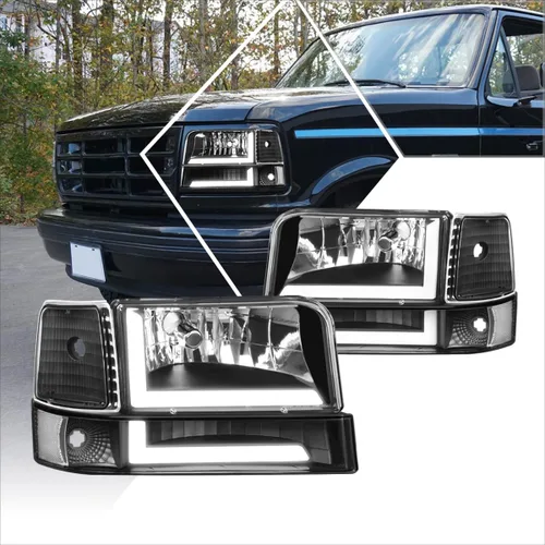 Miniatura 6 de PM PERFORMOTOR LED DRL - Barra de luz LED de repuesto para faros delanteros de doble LED, color negro, compatible con 92-96 F150 / F250 / F350