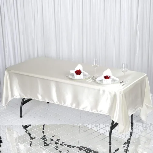 Miniatura 14 de BalsaCircle Mantel rectangular de satén negro de 60 x 102 pulgadas para bodas, fiestas, recepciones, eventos, cocina, comedor
