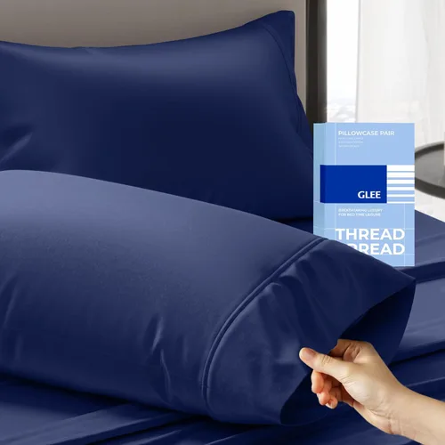 Miniatura 22 de THREAD SPREAD Juego de 2 fundas de almohada 100 % algodón tamaño estándar/Queen, fundas de almohada de algodón de 400 hilos, suaves y refrescantes