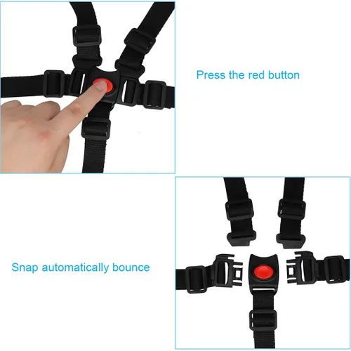 Miniatura 5 de Arnés universal de 5 puntos para cinturón de seguridad para bebé, correa de seguridad ajustable para silla alta cochecito para niños protección