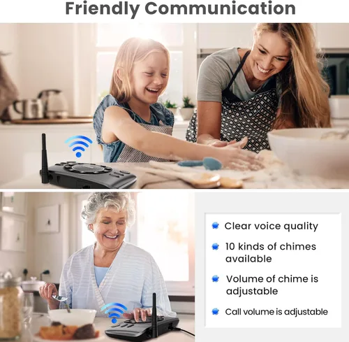 Miniatura 2 de Wuloo - Intercomunicadores inalámbricos manos libres para negocios en casa, sistema de intercomunicación de audio bidireccional mejorado para Juego