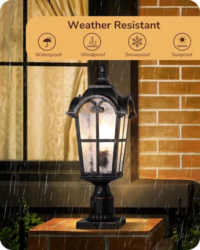Miniatura 6 de EDISHINE Lámpara de poste exterior grande de atardecer hasta el amanecer, lámpara de poste de 21.9'' H 120V con base de montaje en muelle, lámpara