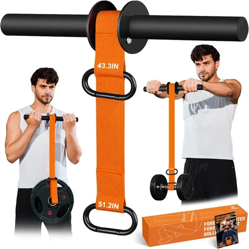 Miniatura 8 de Fortalecedor de antebrazo y rodillo de muñeca, correas de nailon ultra fuertes de 43.3 pulgadas o 51.2 pulgadas, ejercitador de antebrazo