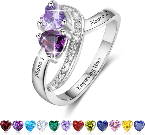 Anillos de piedra natal personalizados para mujer, regalos personalizados para el día de la madre, anillos de promesa para madre e hija o mejor