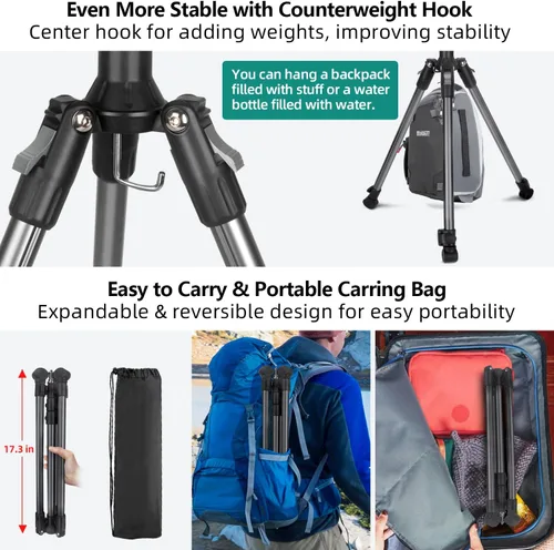 Miniatura 7 de Soporte de luz extensible para fotografía, ajustable de 6.6 pies/6.6 ft de aluminio para viajes, trípode de iluminación de estudio portátil FZS202