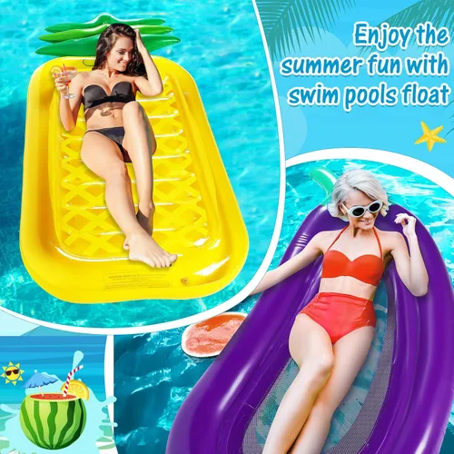 Miniatura 4 de Libima Flotadores gigantes para piscina, flotadores grandes de alimentos de frutas, inflables, piña, berenjena, sandía, piruleta, magdalena, pizza