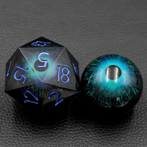 Miniatura 2 de Núcleo ocular grande de gran tamaño de 1.969 in D20 con estuche de regalo, hecho a mano con borde afilado, dado de mazmorras y dragones poliédricos