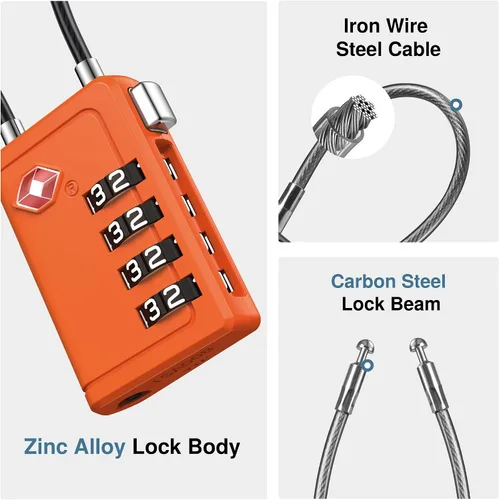Miniatura 4 de Puroma Cerraduras de viaje de equipaje aprobadas por la TSA con indicador de alerta abierta, cerradura de aleación de zinc de combinación de 4