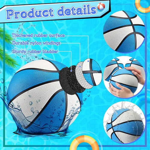 Miniatura 4 de Seenelling Paquete de 6 unidades de baloncesto de piscina tamaño 3/4 de baloncesto acuático a granel con bomba de bomba de verano juegos de agua