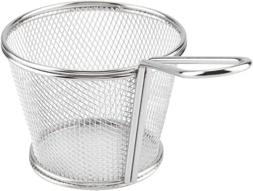 Mini cesta para freír papas fritas, cesta de malla de alambre de acero inoxidable de 4 pulgadas para el hogar, cocina, colador de alimentos, papas