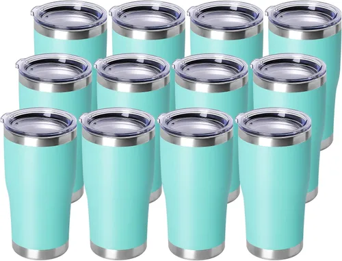 Miniatura 23 de DOMICARE vaso de doble pared con aislamiento al vacío, 20 onzas, con tapa, vaso de viaje de acero inoxidable, vaso de café con recubrimiento