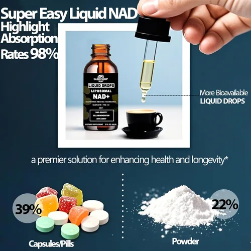 Miniatura 5 de Suplementos NAD para mujeres y hombres, liposomal NAD nicotinamida ribósido resveratrol 900 mg con vitamina B3 quercetina TMG, resveratrol líquido