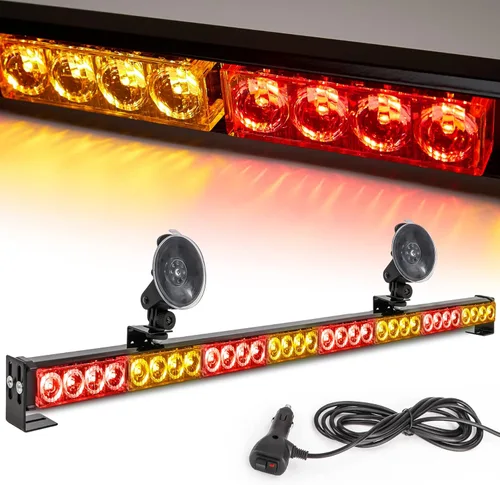Miniatura 10 de Barra de Luz Estroboscópica de Emergencia Blanca/Verde de 36 pulgadas, 13 Patrones de Destello, Asesor de Tráfico, Advertencia de Peligro, Barra
