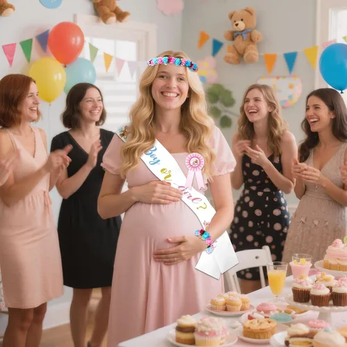 Miniatura 6 de Riceshoot Banda para revelar género para niño o niña con banda para la cabeza de la muñeca con diadema de flores para fiesta de baby showe