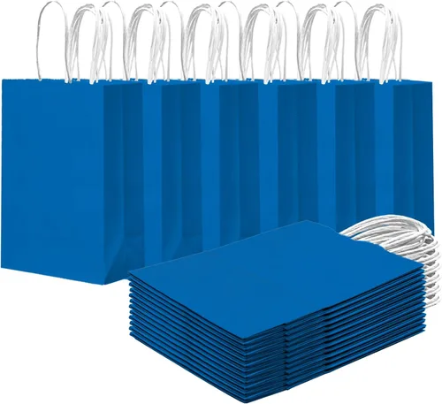 Miniatura 25 de qiqee 24 bolsas de regalo pequeñas con asas a granel de 8.3 x 6 x 3 pulgadas, bolsas de regalo amarillas brillantes, múltiples usos (tamaño pequeño)