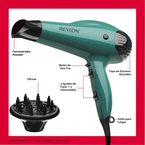 Miniatura 6 de Secador de pelo Revlon con booster de volumen 1875W para elevación y cuerpo voluminosos, (Verde)