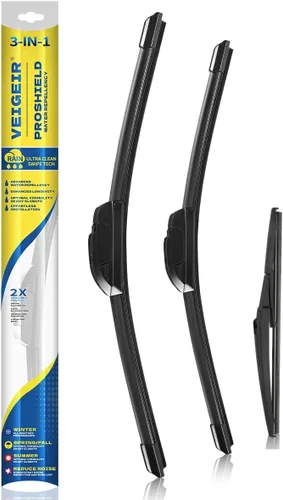 Miniatura 22 de Paquete de 3 plumas limpiaparabrisas delanteros y traseros para automóviles, calidad original de fábrica, 15 pulgadas, 15 pulgadas, 13 pulgadas