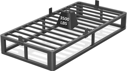 Firpeesy - Base de cama individual de 10 pulgadas de metal con patas de esquinas redondeadas y anti-doblado, listones de acero de alta resistencia