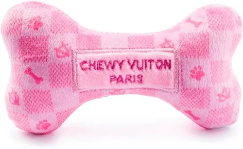 Miniatura 13 de Haute Diggity Dog Black Checker Chewy Vuiton Bone, Juguetes de Peluche de Diseñador para Perros con Chirriador Interactivo, Estimulante Hueso