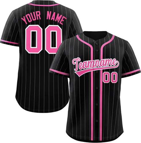 Miniatura 18 de Camiseta de béisbol de rayas finas personalizada hipster hip hop, camisetas deportivas con nombre y número del equipo personalizado para hombres