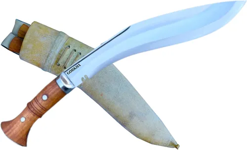 Gorkha Cuchillo Kukri afgano de 11.5 pulgadas de hoja fija 2 khukuri más completo con funda de cuero y 2 cuchillos pequeños, hecho a mano en Nepal