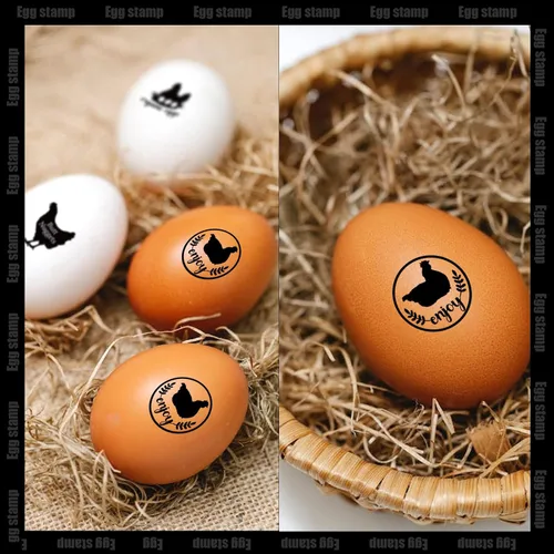 Miniatura 6 de SAVITA Sellos de huevos, bonitos sellos de huevos para huevos frescos con almohadilla de sello, sello personalizado para huevos de granja