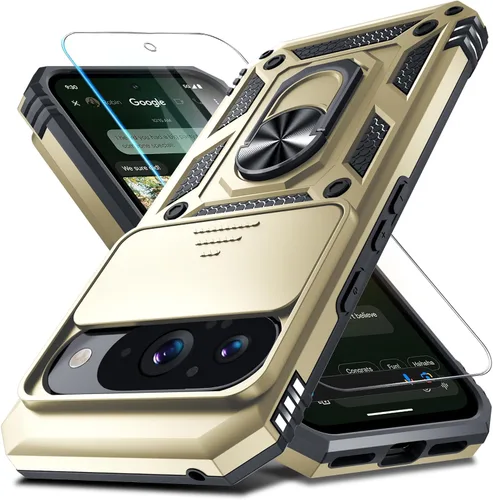 Miniatura 37 de Janmitta - Funda compatible con Google Pixel 9 Pro XL con cubierta deslizante para lente de cámara incorporada + protector de pantalla + soporte