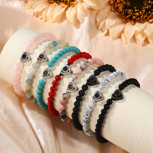 Miniatura 6 de ROSI - Pulseras personalizadas a juego para parejas con imagen en el interior para hombres y mujeres, pulsera personalizada con fotos, aniversario