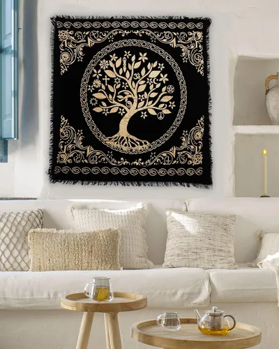 Miniatura 4 de Indian Consigners Altar Cloth Alter Tarot Witchery Square 18" Árbol celta de la vida Wica Spread Decor