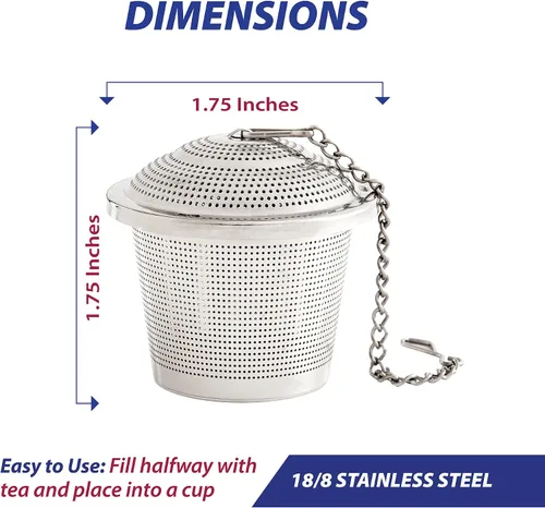 Miniatura 5 de HIC Kitchen Infusor de té de barril pequeño, acero inoxidable 18/8, 1.75 pulgadas, juego de 2