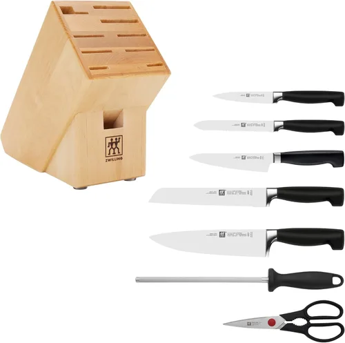 Miniatura 5 de ZWILLING Four Star Anniversary - Juego de bloques de cuchillos de 8 piezas Abedul