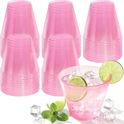 Miniatura 9 de Glowserve Paquete de 50 vasos de plástico transparente de 9 onzas, vasos de plástico azul transparente para cóctel, vasos desechables para fiestas